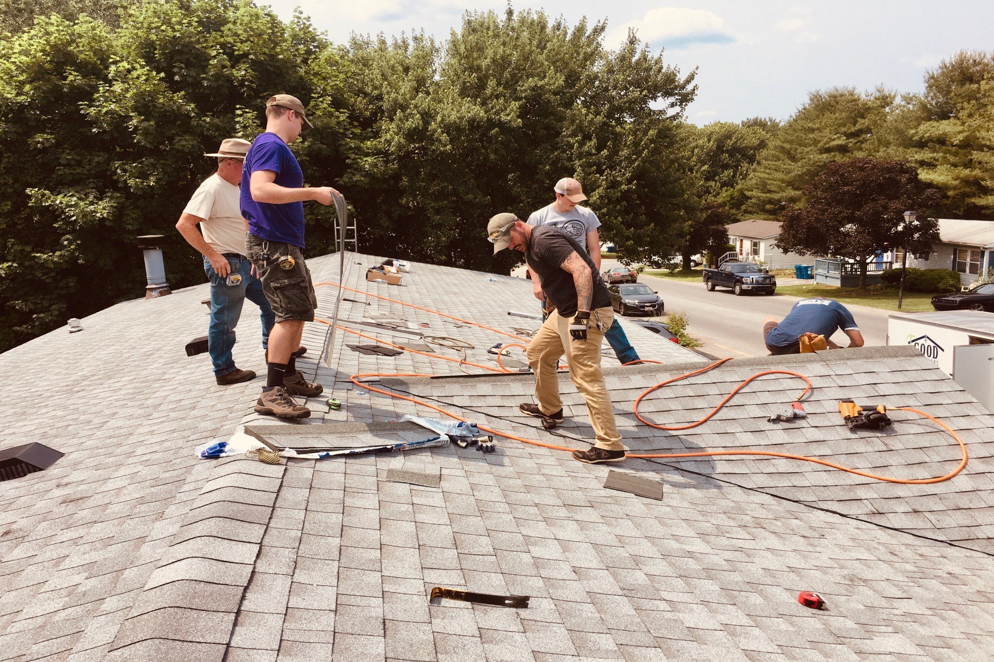 contractors sat preparing for work